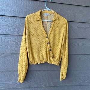 Social Gypsy womens top blouse yellow mustard, M